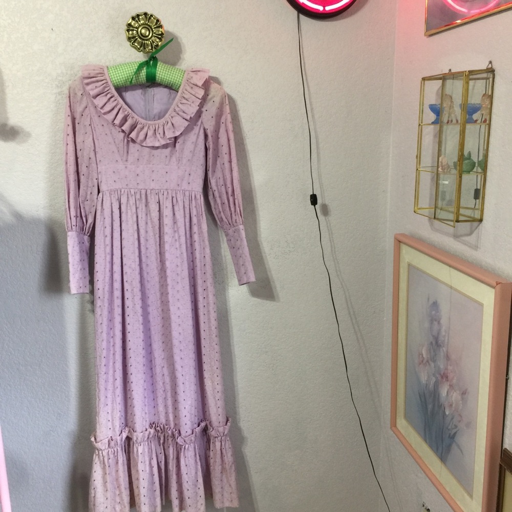 Vintage 70’s Handmade Lilac Cottage Prairie Maxi Dress